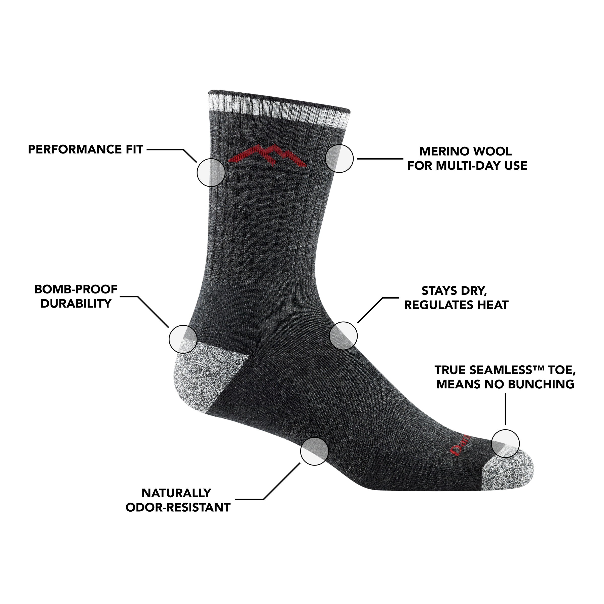 Darn Tough Socks Men's Hiker Micro Crew Midweight Hiking Socks - Image 26