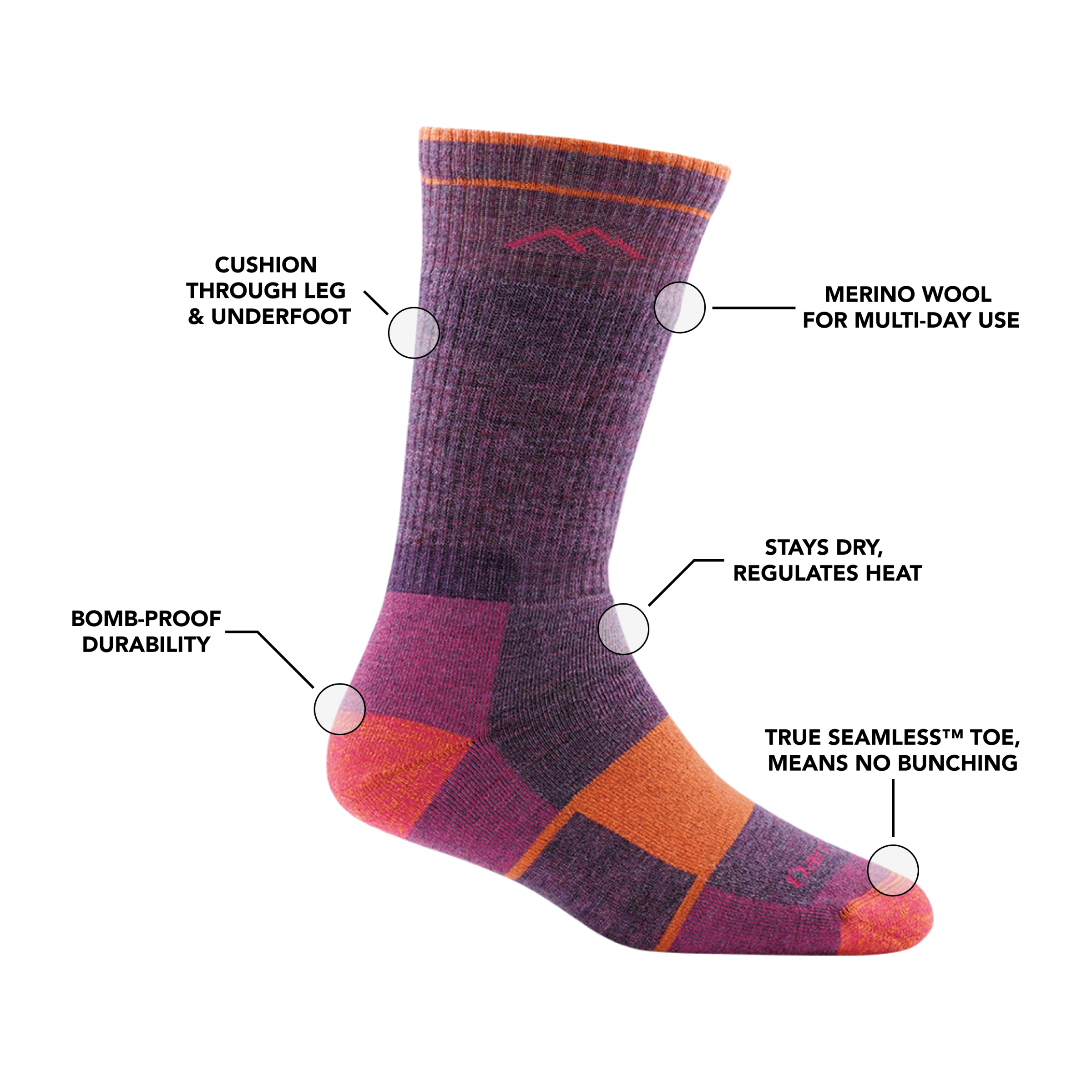 Darn Tough Socks Women's Hiker Boot Full Cushion Midweight Hiking Socks - Image 9