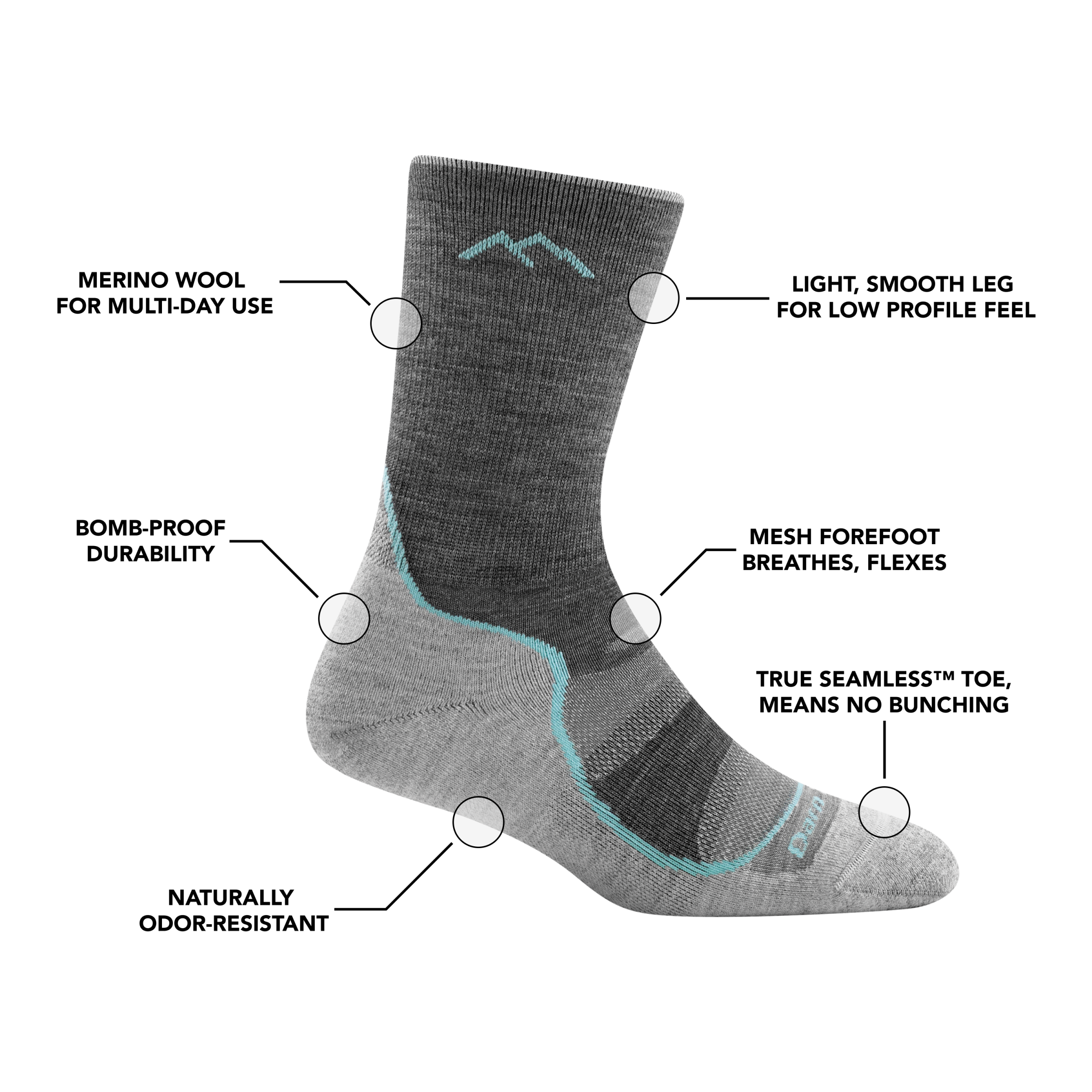 Darn Tough Socks Women's Light Hiker Micro Crew Lightweight Hiking Socks - Image 9