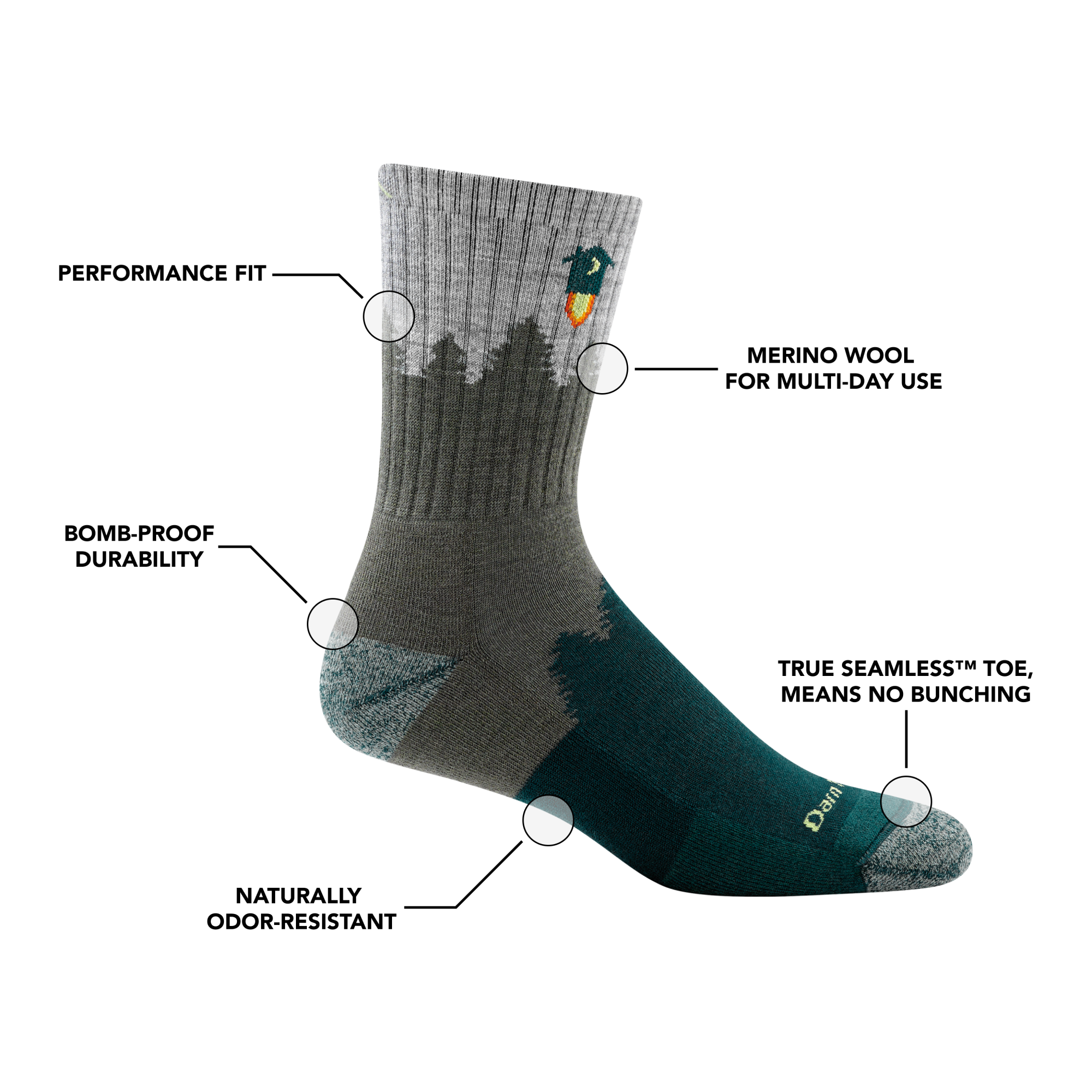 Darn Tough Socks Men's Number 2 Micro Crew Midweight Hiking Socks - Image 11