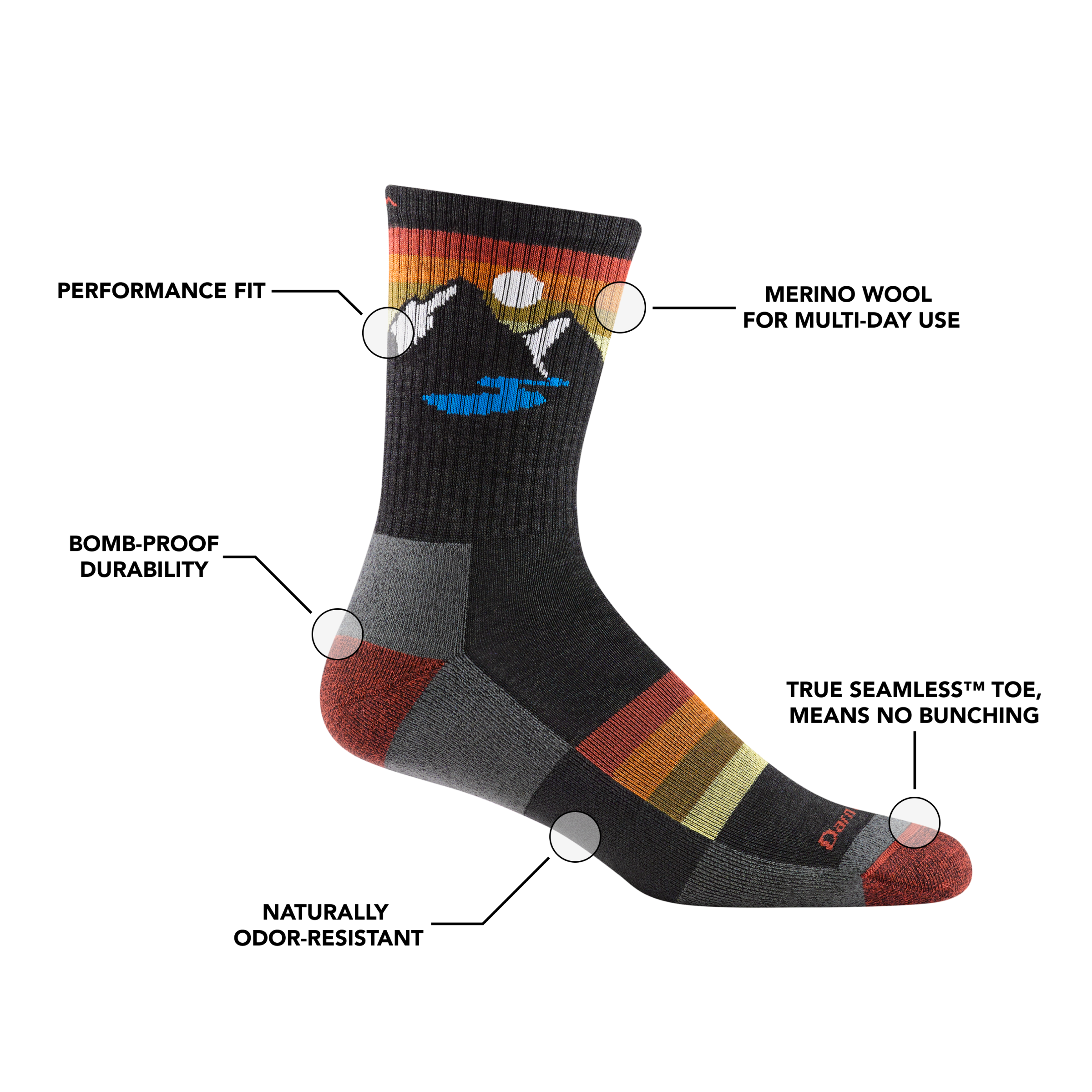 Darn Tough Socks Men's Sunset Ridge Micro Crew Lightweight Hiking Socks - Image 11